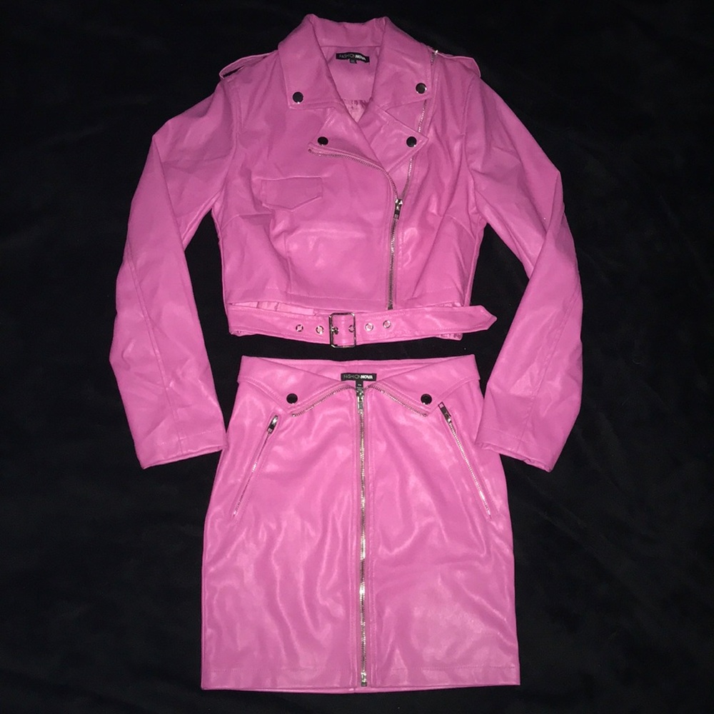 Fashion Nova Moto Faux Leather Set